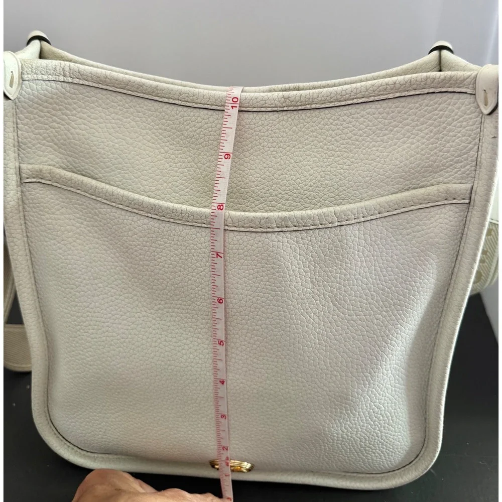 Michael Kors Luisa Messenger Bag White Pebbled Leather Gold Summer Sleek - Picture 14 of 16